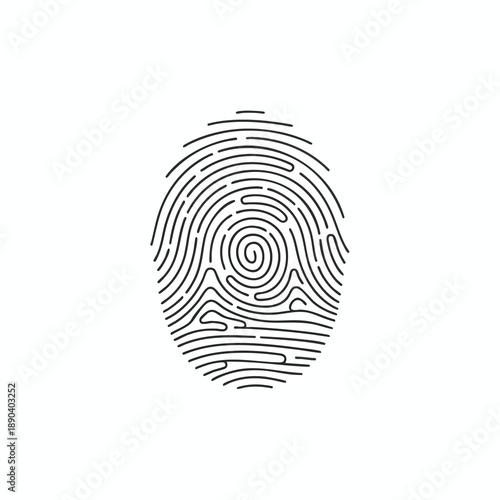 Fingerprint Icon in Simple Line Art Style