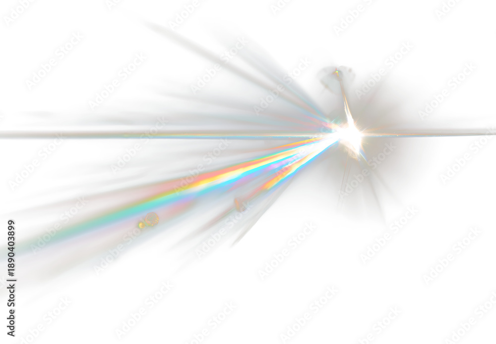 Fototapeta premium Shiny Crystal Rainbow Glow PNG with Magical Light Sparkles, Lens Flare and Optical Refraction Effect