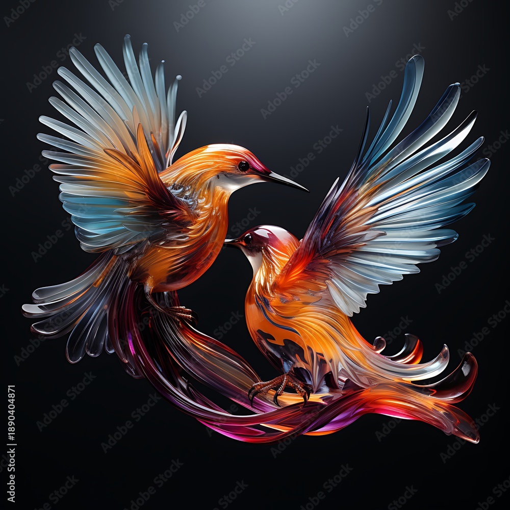 Fototapeta premium Vibrant birds in flight