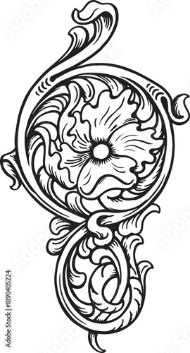 Vintage Floral Ornament for Leather Carving and Tooling Design