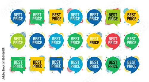 Best price label collection offering discount promotions