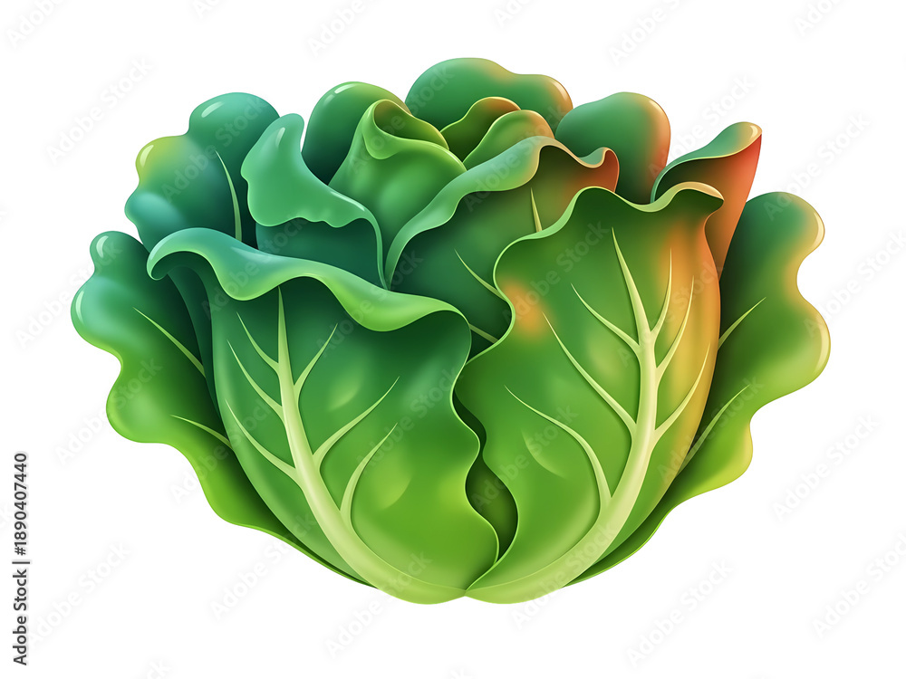 Obraz premium Vibrant green lettuce with orange accents on crisp leaves