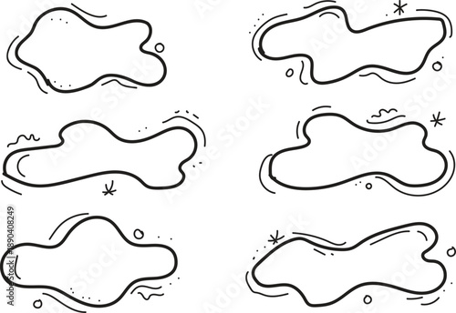Minimalist hand drawn doodle frame set with abstract wavy line shapes