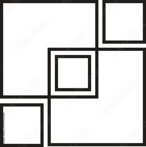 Abstract geometric square layout icon with nested frames
