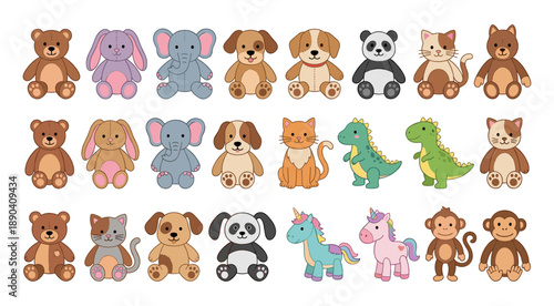 Cute cartoon plush toys animal characters collection