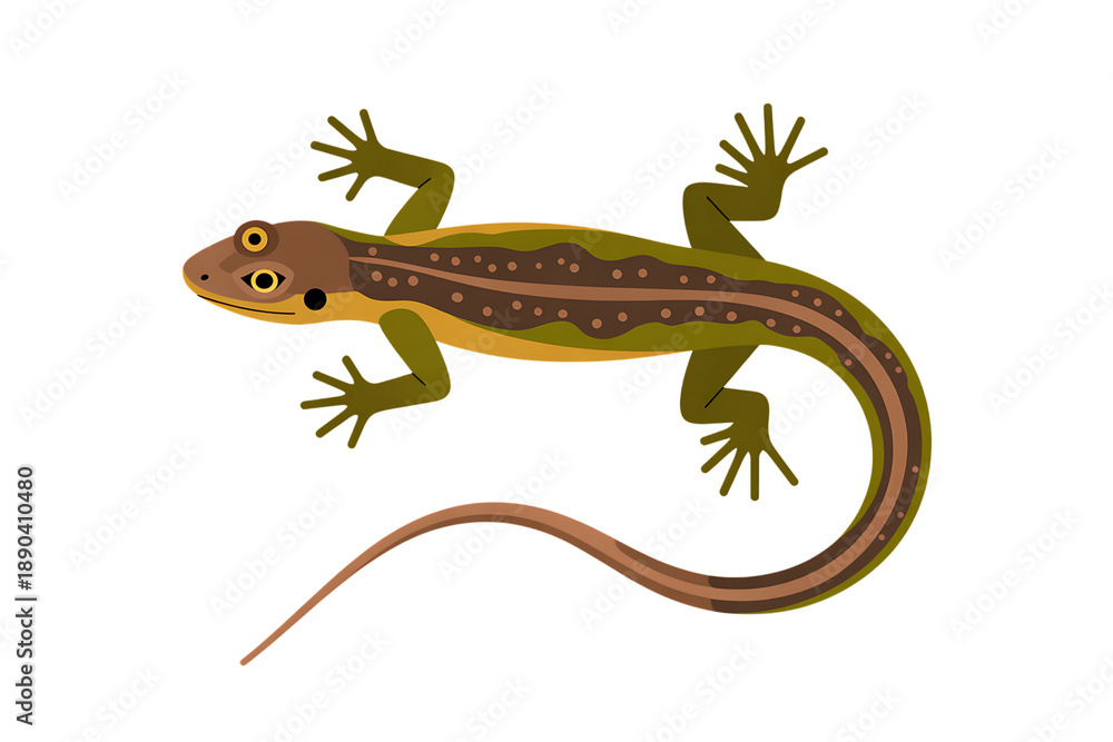 Obraz premium Illustration of a brown and green spotted lizard reptile