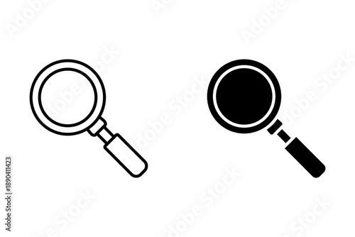 magnifying glass black and white  vector on white background