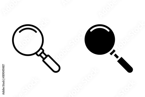 magnifying glass black and white  vector on white background