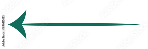 Simple dark green left pointing arrow icon with thick straight line tail isolated on white background for clear navigation and interface directions.