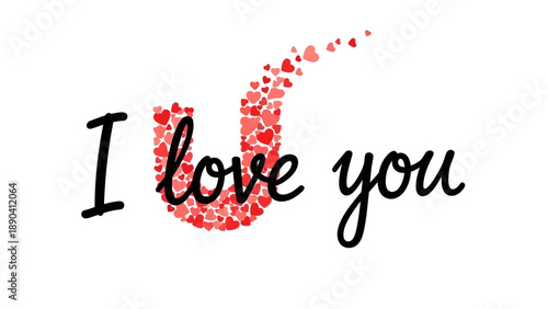 Heartfelt message with red hearts forming a symbol of love and affection on a clean background from a close-up viewpoint