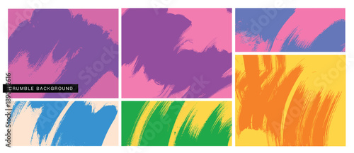 colorful grainy grunge splashes and waves background collection, bold curved swirly brush strokes, organic squiggle smears, rough texture, poster and punk banner.