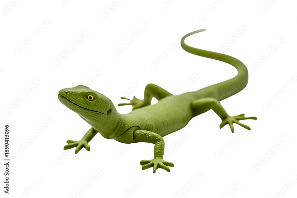 Obraz premium Green lizard reptile isolated on transparent background