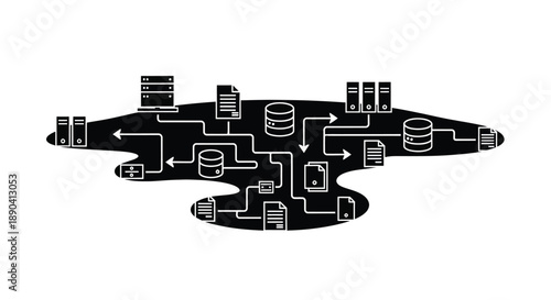 Abstract illustration depicting a network of servers and data connections