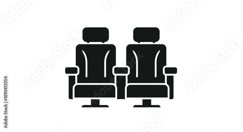 Two black car seats depicted as a simple graphic icon
