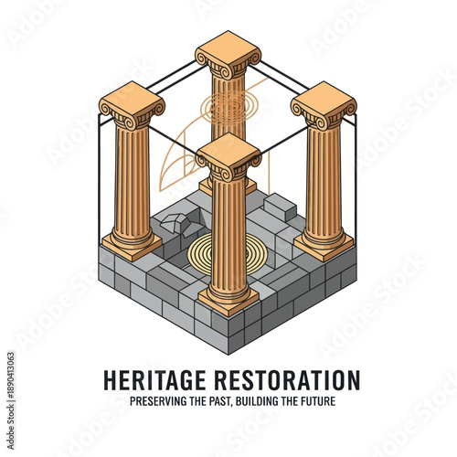 Restoration of Ancient Greek Columns Structure.