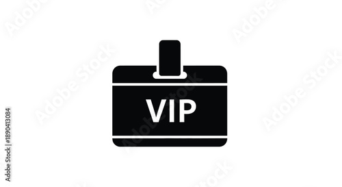 Black vip badge icon with text on a white background
