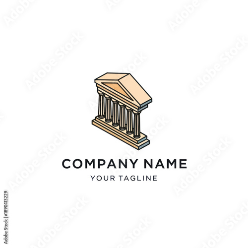 Simple Bank Building Logo Template Design.