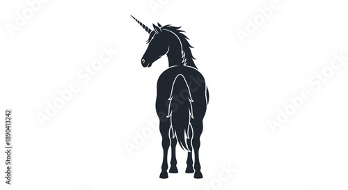 Silhouette of a majestic unicorn facing away from the viewer