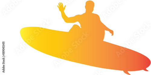 Male Surfer Silhouette Isolated on White Background. Vector Illustration with Gradient Color Design eps 10