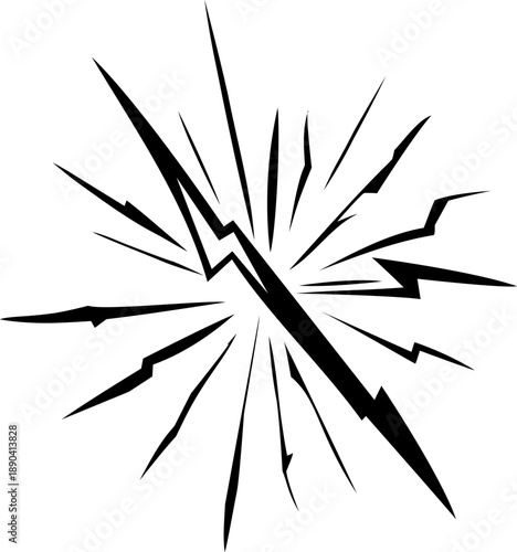 Minimalist black broken screen vector illustration with glass shatter effect and cracks isolated