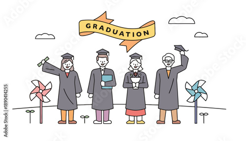 A group of happy graduates celebrating their achievement with diplomas