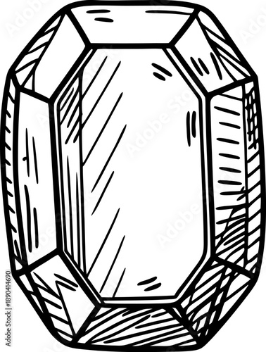 faceted gemstone illustration detailed outline of a cut precious stone with reflective surfaces and sharp edges