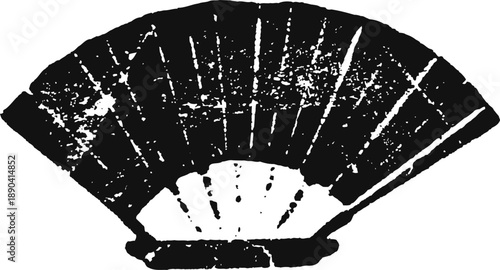 Vintage japanese folding fan silhouette with intricate patterns and traditional design