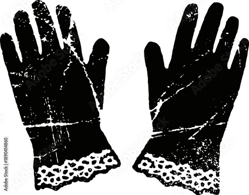 Vintage lace gloves with decorative cuffs, elegant old fashioned fashion accessory