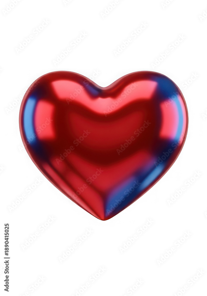 Fototapeta premium Glossy Red Heart with Blue Reflections, abstract symbol