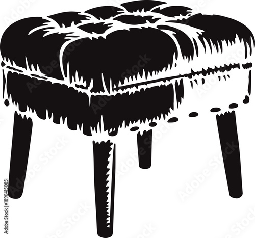 vintage tufted ottoman bench with wooden legs in classic elegant design