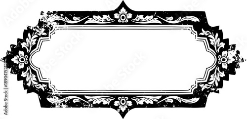 Vintage ornate decorative frame with floral elements and distressed texture design