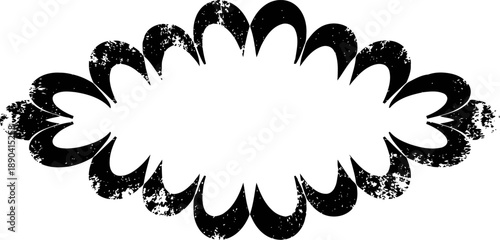 Abstract vintage ornamental frame border with distressed texture, decorative floral pattern design