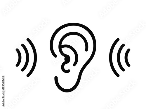ear hearing sound wave icon vector outline symbol audio listening png