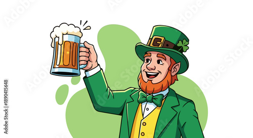 Cheerful Leprechaun Raising a Pint of Beer in Celebration.