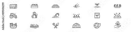 Earth Line Editable Icons set. Vector illustration in modern thin style of agriculture related icons: ground, farming, cultivation, and more. Isolated on white background
