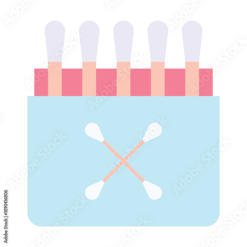 Cotton Ear Swabs Flat Icon, Cotton Buds Icon, Flat Style Vector Icon.