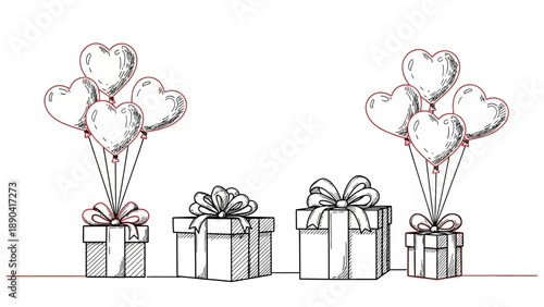 Heartfelt Celebration with Gift Boxes and Balloons in a Festive Atmosphere