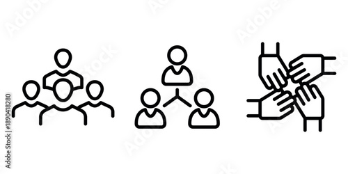 teamwork outline or line icon design bundle.