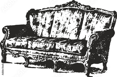 vintage classic victorian couch with ornate wooden details and elegant upholstery design