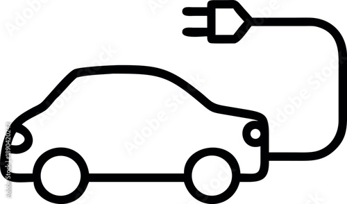 Electric Vehicle Line Icon – Green Transport Symbol