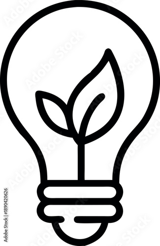 Light Bulb with Leaf – Green Energy Idea Symbol