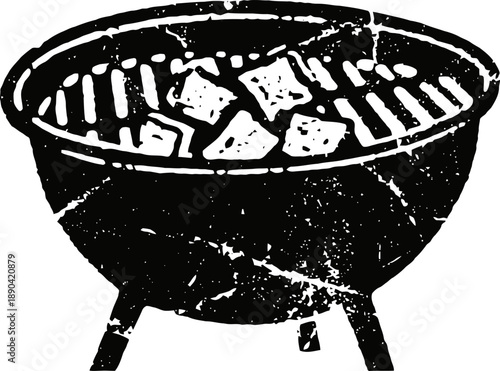 Charcoal barbecue grill with glowing coals cooking food outdoors summer cooking