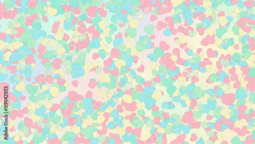 Soft pastel heart confetti background scattered romantic love symbols in a gentle dreamy pattern for celebrations and design