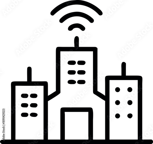 Smart City Line Icon – Sustainable Urban Development