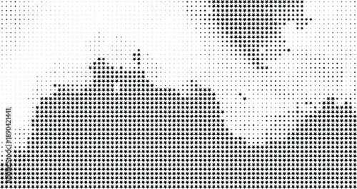 Dense black star halftone pattern on white, High contrast star halftone abstract texture