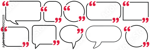 Quote bubble frame set, ideal for speech quotation, vector illustration for rank titles, dialogue graphics, social media posts, messaging visuals, comic design,