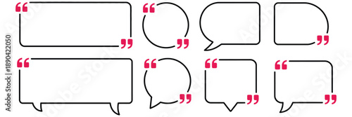 Quote bubble frame set, best for speech quotation, vector illustration for rank titles, dialogue design, social media graphics,