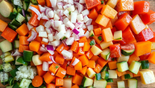 Close-up of various vegetables chopped on a board