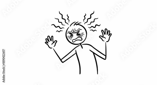 Angry Stick Figure Expressing Frustration and Rage.
