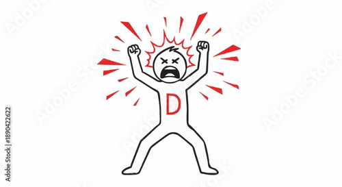 Angry Stick Figure Character Expressing Rage and Frustration.
